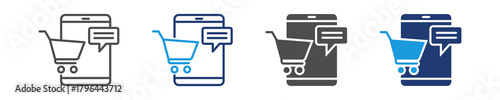 mobile commerce icon set multiple style