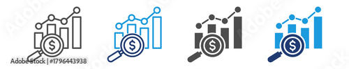 market analysis icon set multiple style