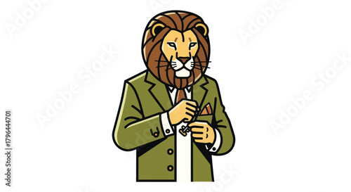 Lion in suit illustration cartoon animal dressed in formal attire