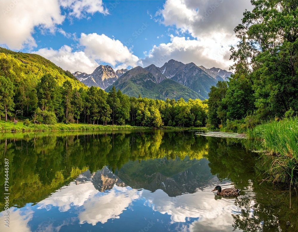 Naklejka premium Serene Mountain Lake Reflection