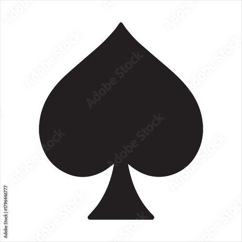 Silhouette spade suit black and white vector illustration