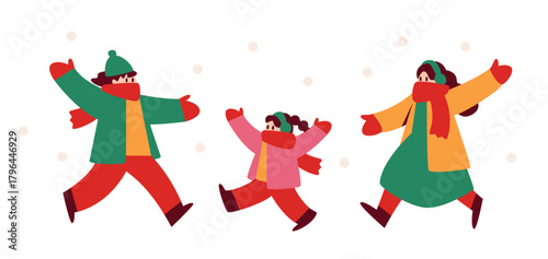 A happy family enjoying the winter holidays