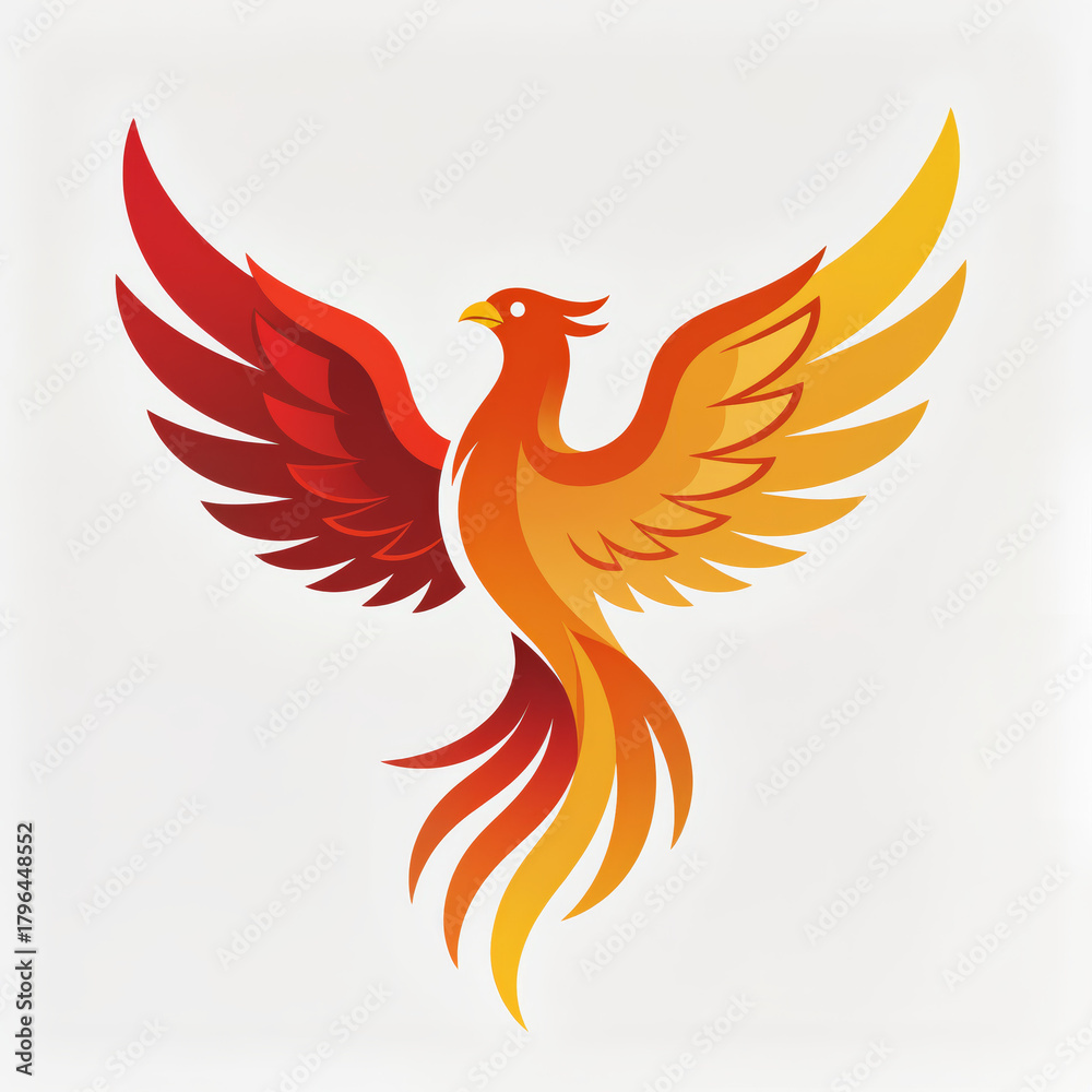 Obraz premium Vibrant Phoenix Rising: A Representation of Rebirth and Transformation in Art
