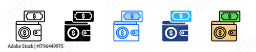 Digital Wallet Icon Set Multiple Style Collection