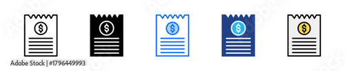 Invoice Paper Icon Set Multiple Style Collection
