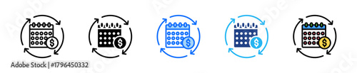 Recurring Payment Icon Set Multiple Style Collection