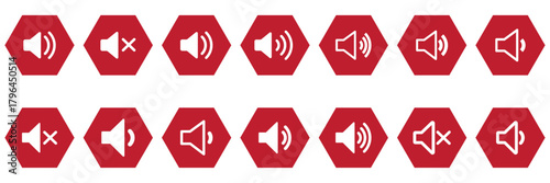Speaker volume icon set collection. Mute Speaker Icon. Sound level sign symbol