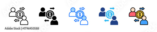 Peer-To-Peer Payment Icon Set Multiple Style Collection