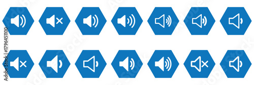 Speaker volume icon set collection. Mute Speaker Icon. Sound level sign symbol