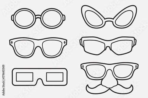 set of eyeglass good for icon, symbol, element design, coloring book, etc