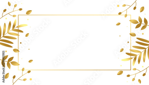 premium frame with golden leaves and text space