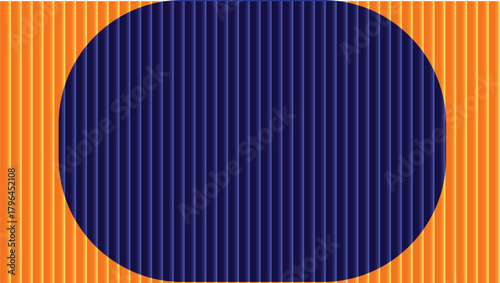 Smooth green vertical lines crossing navy circular shape, central gradient-lit rectangle, geometric alignment, and futuristic dimensional abstract visual depth.