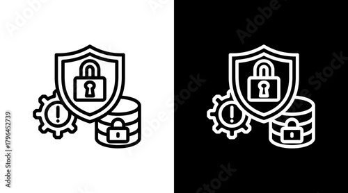 Shield Secure With Icon Set Design	