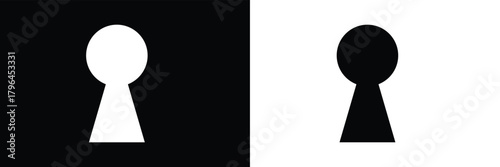 Black keyhole on white background. Mysterious door lock. Vector illustration .EPS 10 .