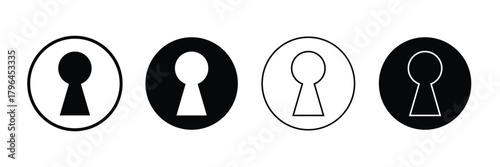 Black keyhole on white background. Mysterious door lock. Vector illustration .EPS 10 .
