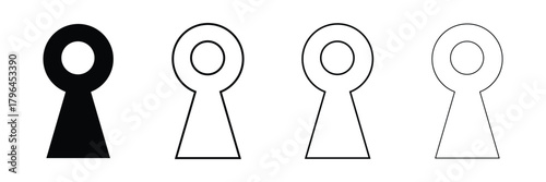 Black keyhole on white background. Mysterious door lock. Vector illustration .EPS 10 .