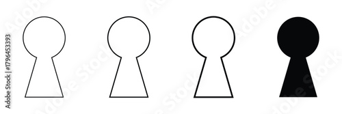 Black keyhole on white background. Mysterious door lock. Vector illustration .EPS 10 .