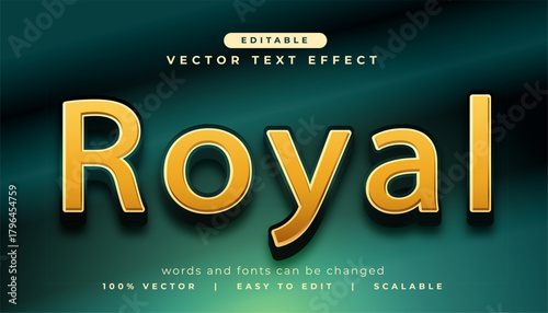 editable golden 3d royal bold text effect style