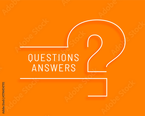 line style question and answer mark orange background