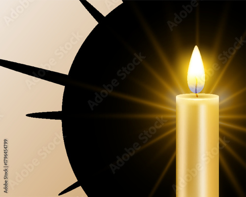 burning church candle stick background with text space