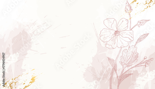hand drawn blossom floral design banner with grunge effect