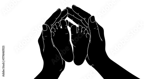 Parental hands cradling newborn feet, symbolizing care and protection