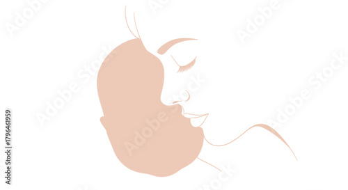Minimalist mother and baby vector illustration depicting love and care