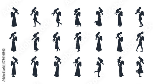 Mother and baby silhouettes: love, care, bond, joy, and family.