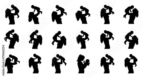 Mother and baby silhouettes showcase loving family bond and care