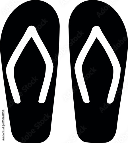 Black and white graphic of two flip flop sandals footwear summer