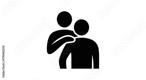 Support and care icon. helping hand on shoulder. glyph style