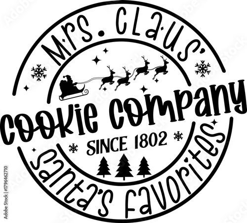 Mrs. Claus Cookie Company Tag, Christmas Gift Tag for Cookies