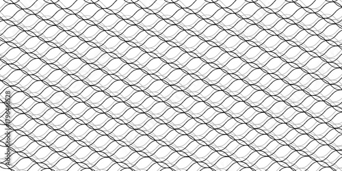 Warped soccer or fishing net. Wire or lace pattern. Black mesh texture isolated on white background.
