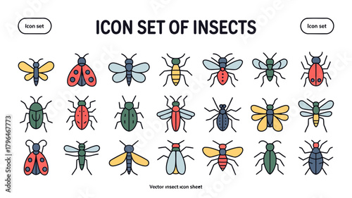 Icon Set of Insects – 20 Colorful Vector Glyph Icons