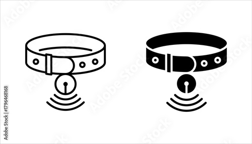 smart pet collar icon set, smart pet tracking technology icon vector illustration on white background