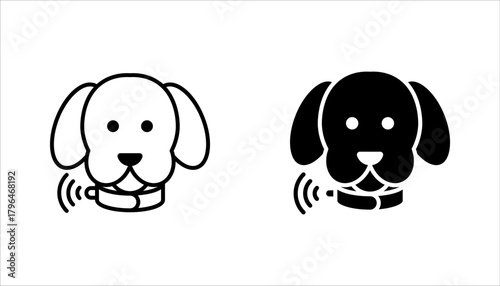 smart pet collar icon set, smart pet tracking technology icon vector illustration on white background