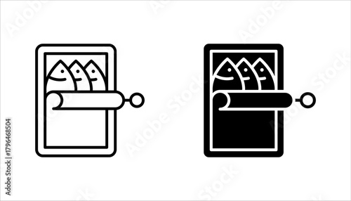 canned food icon set, open tin can icon. vector illustration on white background