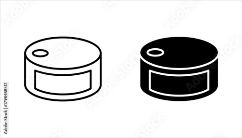canned food icon set, open tin can icon. vector illustration on white background