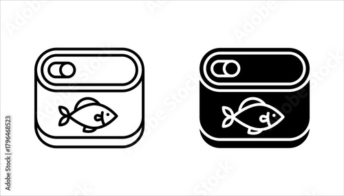 canned food icon set, open tin can icon. vector illustration on white background