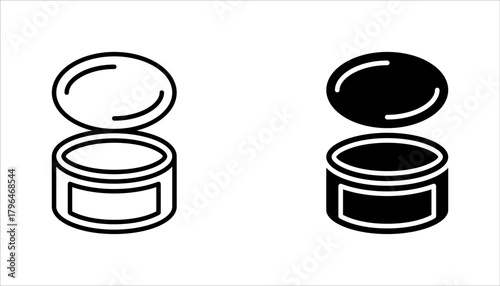 canned food icon set, open tin can icon. vector illustration on white background