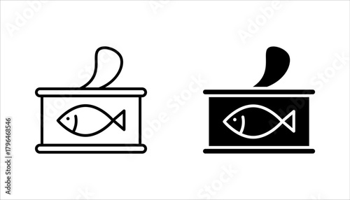 canned food icon set, open tin can icon. vector illustration on white background