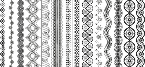 Lace borders, ornamental patterns, black lace design, decorative trim, floral motifs, geometric lace, textile elements, vintage border, elegant lines, lace texture, scalloped edge