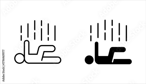 falling person icon set, fall accident icon Simple thin outline, vector illustration on white background