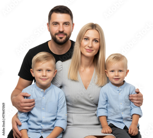 Wallpaper Mural Portrait of a loving family with father, mother, and two sons in a studio setting Torontodigital.ca