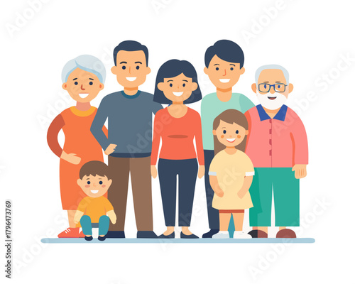 Big happy multi-generational family siblings relatives portrait