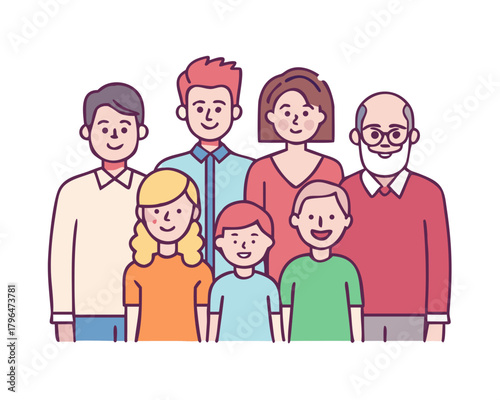 Big happy multi-generational family siblings relatives portrait