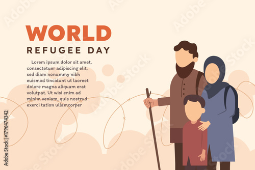 An illustration of an exiled family, capturing the humanitarian suffering of the banished.