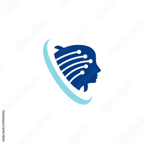 creative human brain logo icon design for human mind, Digital, human head logo, Head Tech Brain Artificial Intelligence