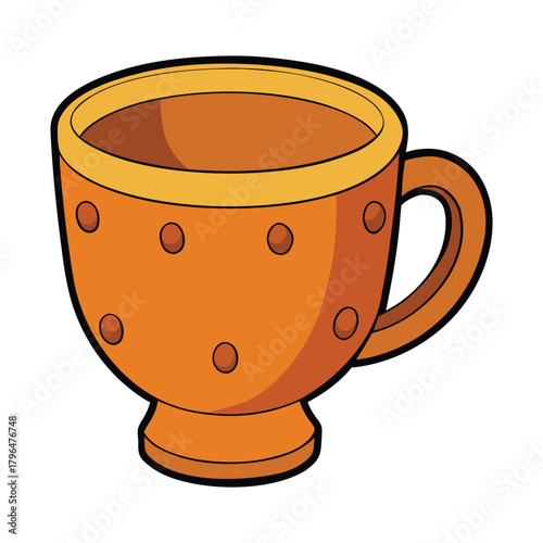 A vibrant ceramic orange cup with a smooth finish, perfect for sipping hot beverages, adding a cheerful pop of color to any kitchen or cozy coffee moment.
