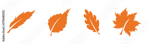 set of autumn leaves, fall leaves silhouette vector set, fall leaves silhouette vector illustration